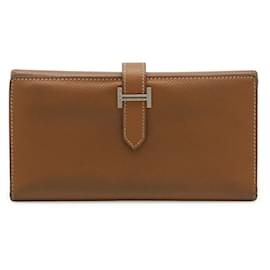 Hermès Portafoglio a tre pieghe Hermes Bearn 2 Plis in pelle