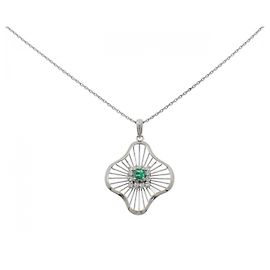 Autre Marque Collana con smeraldo e diamanti in Pt900/Pt850