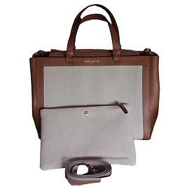 Autre Marque Borsa tote Gianni Notaro in pelle marrone e tela beige