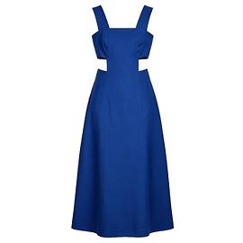 Vestido midi Suno azul cobalto de lana virgen con recortes