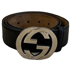 Gucci Interlocking G Ledergürtel Schwarz