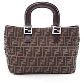 Borsa Fendi Zucca marrone in pelle e tela