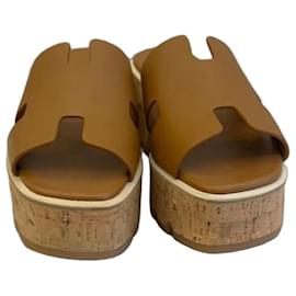 Hermès Eze 30 Sandali con zeppa in pelle naturale
