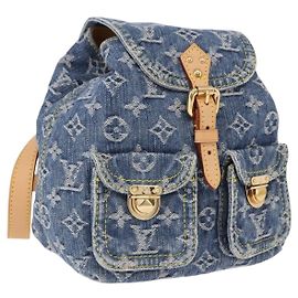 LOUIS VUITTON Monogram Denim Sac A Dos PM Backpack Blue LV Auth SW2648SM