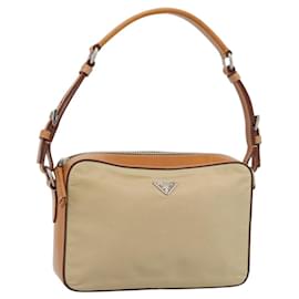 Borsa a Spalla PRADA Nylon Beige Argento Auth 192786 - Prada