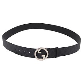 Gürtel GUCCI GG Supreme Interlocking G PVC 53.1" Black 703147 Auth BA13786V