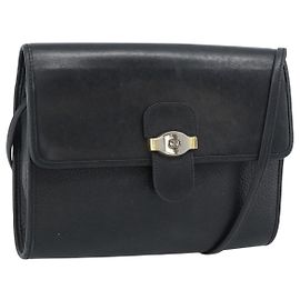 Borsa a tracolla Christian Dior in pelle nera e oro Auth ar14060