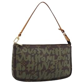 LOUIS VUITTON Monogram Graffiti Pochette Accessoires Khaki M92191 Auth bs36205A - Louis Vuitton