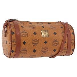 Borsa a Spalla MCM Vicetos Logogram PVC Marrone Oro Auth gh2158