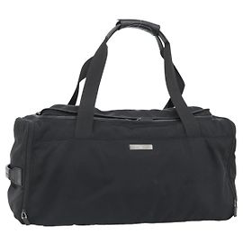 Borsa Boston GUCCI in tela nera con dettagli argento Auth gh2175