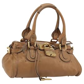 Chloé Chloe Paddington Handtasche Leder Braun Gold Silber Auth BA14347V