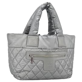Borsa Tote CHANEL Cococoon in tela rivestita con CC argento Autentica bs36183