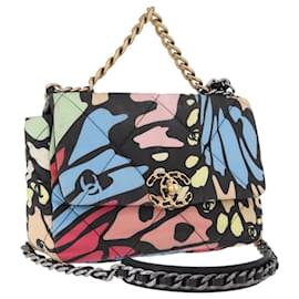 CHANEL Matelasse Chain Shoulder Bag Canvas 2way Multicolor Gold CC Auth 192081M