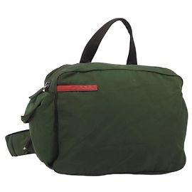 Zaino PRADA Sports Line Nylon Khaki Silver Auth ar13993