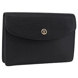 LOUIS VUITTON Epi Montaigne 23 Clutch Bag Nero M52662 LV Auth 190815