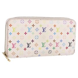 LOUIS VUITTON Monogram Multicolor Zippy Wallet White M60241 LV Auth 192417
