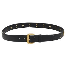 GUCCI Gürtel Leder 39.4'' Schwarz Gold Auth 186658A