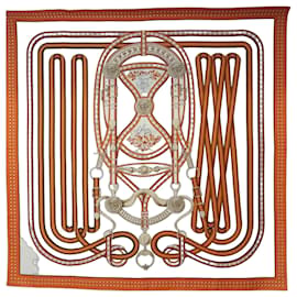HERMES Carre 140 Scarf "Grand Tralala" Cashmere Beige Auth hk3925V - Hermès