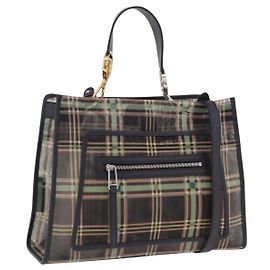 Borsa FENDI Mesh 2way Navy Silver Gold Auth 191470M