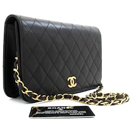 CHANEL Borsa a tracolla clutch Full Flap Chain Nera in agnello trapuntato