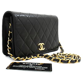 CHANEL Full Flap Small Chain Shoulder Bag Clutch Gesteppt Schwarz