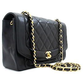 CHANEL Diana Flap Chain Shoulder Bag Black Quilted Lambskin