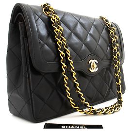 CHANEL Paris Vintage Chain Schultertasche Schwarz Gesteppt
