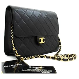 CHANEL Piccola borsa a tracolla con catena Clutch in agnello trapuntato nero