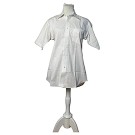 Camisa vintage Courreges de mezcla de algodón blanca L