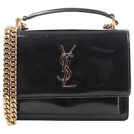 Autre Marque Borsa a tracolla Saint Laurent Paris Sunset piccola in pelle vernice nera 441972