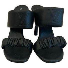 Louis Vuitton Black Padded Leather High Heel Sandals