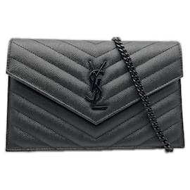 Sac à bandoulière en cuir de veau noir Yves Saint Laurent