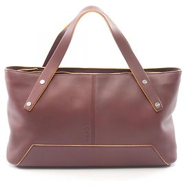 Borsa a mano in pelle bordeaux Loewe