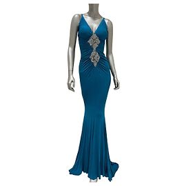 Vestido Maxi de Seda Verde Roberto Cavalli Talla 40 De segunda mano