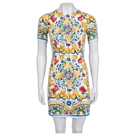 Deslumbrante vestido de seda branca floral Dolce & Gabbana IT40/S Usado