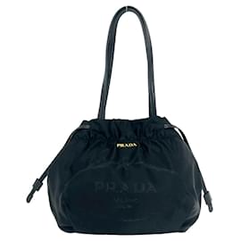 Mini borsa tote in nylon e pelle con logo Prada