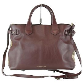 Sac Tote Burberry em couro e lona marrom