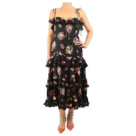 Zimmermann Abito estivo a balzi con motivo floreale nero - taglia UK 10