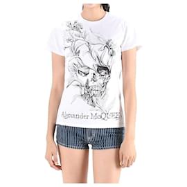 T-Shirt mit Kurzarm und Logo-Print Weiß QZABT - Alexander Mcqueen