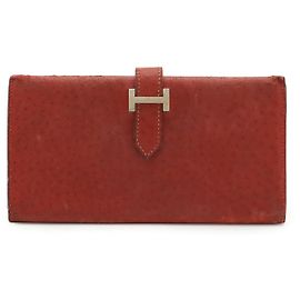 Hermès Hermes Bearn Classic Emu Long Bifold Portemonnaie