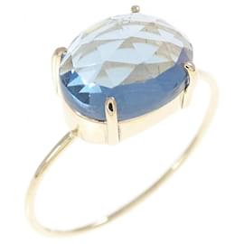 Autre Marque Lila K10 Gelbgold Ring mit Blauem Topas