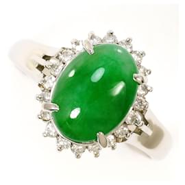 Autre Marque Jade-Diamant-Ring aus PT900 Platin