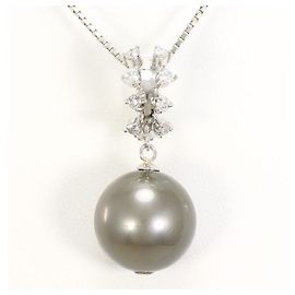 Autre Marque Collana con perla nera e diamanti in Pt900 Pt850