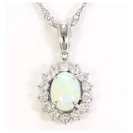 Autre Marque Collana in platino Pt900 Pt850 con opale e diamante