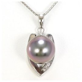 Autre Marque Collana con perla nera e diamanti in Pt900 Pt850