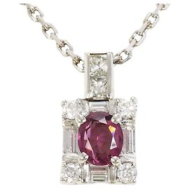 Autre Marque Collana in platino Pt900, granato rodolite e diamante