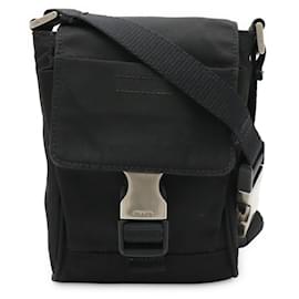 Borsa a tracolla 2 way in nylon e pelle con logo Triangle Prada