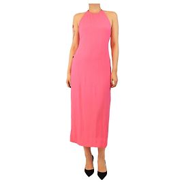 Autre Marque Vestido midi de cuello halter rosa - talla UK 10