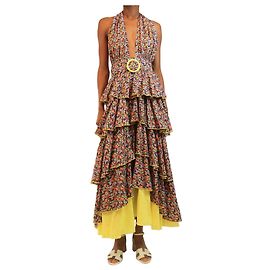 Autre Marque Vestido con volantes y estampado floral morado - talla XS