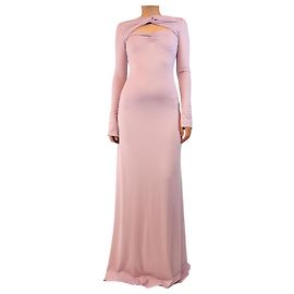 Victoria Beckham Lilafarbenes Abendkleid mit langen Ärmeln und Knotendetail - Größe UK 8